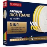 SilverRack Guarnizione autoadesiva per porta, 15 m, colore bianco, 6 mmx1.5 mm, 3 rotoli da 5 m, paraspifferi per risparmiare sui costi di riscaldamento