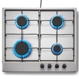 TopStrong Piano Cottura 4 Fuochi Gas, Piano Cottura 60cm da Incasso, Acciaio Inossidabile Fornello a Gas Naturale/Propano, Griglie Smaltate, Finitura Inox Anti Impronta
