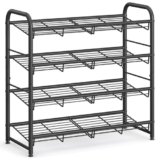 SONGMICS Scarpiera a 4 Ripiani, Scaffale Portascarpe Impilabile, fino a 16 Paia, Acciaio, 68,5 x 27,5 x 65 cm, per Tacchi Alti, Scarpe da Ginnastica, Pantofole, Ingresso, Nero LMR067B01