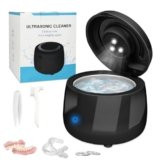 Pulitore Ultrasuoni – Pulitore Ultrasuoni UV 43000 Hz – Pulitore Ultrasuoni Occhiali per Pulizia Gioielli, Protesi dentali, Orologi, Occhiali, Anelli, Collane (Nero)