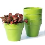 YBX 4-Inch Ceramic Plant Pots Outdoor Garden Planter Round Flower Pot with Drainage Hole Green (Pack 4)