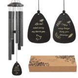 Xytrue Aluminium Wind Chimes for Outdoor – 32″ Black Sympathy Wind Chime, Christmas Memorial Gifts for Women, Garden Porch Patio Yard Decorative