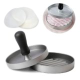 Junvaia Hamburger Press Patty Maker for Grill Burger, Smasher Burger Press with 100 Pieces Patty Papers, Non-Stick Hamburger Patty Maker, Hamburger Patty Press Mold Burger Maker for Kitchen Grilling