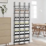 KEPMOGOH Portabottiglie Da Parete, Porta Vino Da Parete In Metallo a 6 Livelli, H: 240 cm, Portabottiglie indipendente, Porta Bottiglie Per Cucina, Sala Da Pranzo, Bar, Cantina (Nero, 3 colonne)
