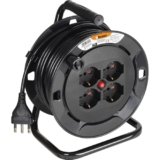 BTICINO Avvolgicavo Elettrico S2615, Prolunga Elettrica 15 Metri, 4 Prese Polivalenti Schuko Bipasso, Spina Grande 16A, Interruttore Termico, Maniglia Ergonomica, Ferma Cavo e Avvolgicavo, Full Black