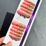 MNAFAYY 100% Handmade Nails Bit Gold 3D Gems Press On Nails Pink Full Cover Luxury Gorgeous Reusable UV Finished Fake False Nails Acrylic Nail Kit With Box Gifts Women Mother’s Day M