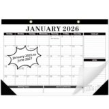 Tcamp 2026 Calendar, Desk Calendar 2026-2027 from January 2026 to June 2027, Big 17″ x 12″ Wall Calendar with Julian Dates, 18 Months Desk Planner for Home School Office Desktop, Christmas Gifts