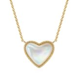 VACRONA Heart Necklaces for Women Natural Stone White Mother of Pearl Pendant Necklace Heart Jewelry for Women Valentine’s Day Gifts
