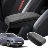 LANGBEAN Copribracciolo per Hyundai Kona SX2 2024 2025 Custodia di Protezione del Bracciolo Console Centrale in Pelle PU Ispessita, Kona SX2 Hybird Copertura Bracciolo Sollevare Bracciolo di 4CM, Nero