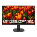 Amazon Basics – Monitor per Computer da 60.45 cm 120 Hz, FHD 1080 P, HDMI, DP, VGA, Compatibile VESA, per Ufficio, Casa, Nero