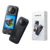 Insta360 X3, Action cam 360 con video HDR Active 360 5.7K, obiettivo singolo 4K, impermeabile, stabilizzazione FlowState, touchscreen da 2,29″, editing con IA, per moto, sport invernali e video blog