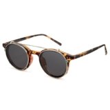 Cyxus Clip On Round Polarized Sunglasses Womens Men, 2 In 1 Use Double Design Retro Vintage UV400 Sunnies P1341