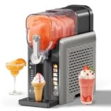 Slushie Machine for Home, No Ice Needed Frozen Drink Maker with Auto-Clean, LED Display, Perfect for Margaritas, Frappés, Milkshakes and More, Family Gatherings & Home Bar, Grey, 1 Pack+6 Modes