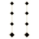 VGWON Orecchini Pendenti Lunghi in Oro 18K con Piccole Placche Madreperla/Nere/Bianche Stile Geometrico Elegante e Alla Moda Regalo per Donne Ragazze Sposa Matrimonio Feste (Nero)