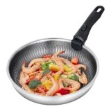 AMZCHEF Padella da 28 cm, padelle induzione in acciaio inox con manico staccabile, rivestimento antiaderente, lavabile in lavastoviglie, per tutti i tipi di piano cottura