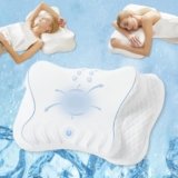 Releep Adjustable Cervical Neck Pillow, Cooling Orthopedic Ergonomic Contour Pillow, Memory Foam Neck Pillows for Back Stomach Sleeper, White Color