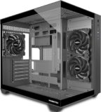 MUSETEX Case PC ATX, 3 ventole preinstallate da 120 mm, supporto ruota da 360 mm, alloggiamento in vetro temperato a 270° Full-View con alloggiamento per computer Type-C, case Mid Tower ATX, nero, Y6