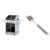 NutriChef 5-Burner Propane Gas Grill + Cuisinart Stainless Steel BBQ Cleaning Brush and Scraper