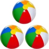 4E’s Novelty Beach Balls [3 Pack] 20″ Inflatable Beach Balls for Kids – Pool Games Toys for Kids & Toddlers, Classic Rainbow Color