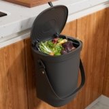 Mountable Silicone Collapsible Kitchen Compost Bin Under Sink, Hanging Trash Can with Lid for |Cupboard|Bathroom|Bedroom|Office|Camping, Indoor Compost Bucket, 2 Gallon Black