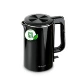 MULIN Bollitore Elettrico, 2200W,Capacità 1,7L, Ebollizione Rapida, Base Girevole a 360°, Luminosa LED,ndicatore in Tazze,Acciaio Inossidabile, NERO