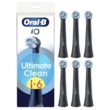 Oral-B Testine di Ricambio iO Series Ultimate Clean Nere per Spazzolino Elettrico Oral B, 6 Testine Rotonde Autentiche, con setole CrissCross per rimuovere la placca