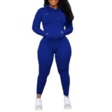 Nimsruc 2 Piece Outfits For Women Sweatsuits Sets Hooded Tracksuit Long Sleeve Pullover Jogger Sweat Pants Set Royal Blue XL