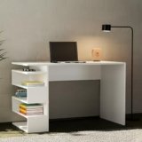Dmora – Scrivania Caelus, Scrittoio Multiuso, Tavolo per Ufficio Porta PC, Piano di Lavoro, 120×60 h75 cm, Bianco