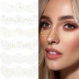 6 Fogli Tatuaggi Temporanei, Brillantini Adesivi per Viso, Tatuaggi Faccia Brillantini Adesivi Viso, Tatuaggi Temporanei Farfalla, per Festival Musicale Halloween Festa Masquerade Ball