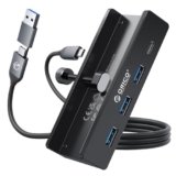 ORICO Hub USB, USB Hub 3.0 in Alluminio con Connettore di Alimentazione da 5 V, 5 Gbps a 4 Porte Hub USB C con 3 USB A 3.0 e 1 USB C 3.0, Cavo da 100 cm (da C a A/C), per Monitor, Scrivanie