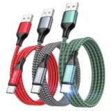 RAVIAD Cavo USB Type-C [3Pezzi, 2m] Cavo USB C Ricarica Rapida Nylon Intrecciato Cavo Type C per Phone 16/15, Galaxy S25/S24/ S23/S22/S21/S20/A50/A70, Mi 11t, Redmi Note, Realme
