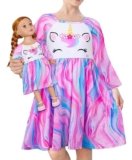 Bow Dream 2 Pack Girls Cute Cartoon Dresses for Girls Party Birthday Long Sleeve Kids Clothes Girl Pink Lavender Size 140