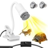 Moonorange Reptile Heat Lamp, 360° Rotatable UVA/UVB Light Lamp with 2pcs Basking Bulbs (25W + 35W), Suitable for Snake, Lizard, Bearded Dragon, Reptiles, Turtle (White)