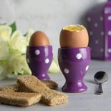 City to Cottage Ceramic Egg Cup Holder Set of 2, Soft Boiled Egg Cups, Hard Boiled Eggs Stand Holders, Breakfast Cooking Kitchen Egg Serving Cup, Handcrafted Egg Cup (Purple Polka Dot)