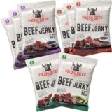 Viking Bites Beef Jerky Mixed box 400 g (8 x 50 g) – 3x Barbecue, 3x Teriyaki, 2x Jalapeno – Manzo essiccato – Snack a base di carne con alto contenuto proteico