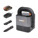 WORX 18V(20V MAX) Potente Aspirapolvere per Auto senza Fili a 2.0Ah Batteria WX030, 150W 10KPa con Scatola di Immagazzinaggio Integrata, Rete Filtrante Lavabile Rimozione Polvere