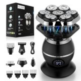 ETENTOUS 7D Magnetici Rasoio Elettrico Barba -Rasoio Testa Calva Uomo – Ricaricabile Rasoio Capelli uomo Testa Impermeabile con Display LED IPX7 Rasoio Elettrico Corpo Uomo/9 Kit di Bellezza.