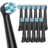 iO Testine Spazzolino Elettrico, Confezione da 12 Testine di Ricambio Compatibile con Oral B iO 2 3 4 5 6 7 8 9 10 serie, Setole morbide delicate sulle gengive, Nero