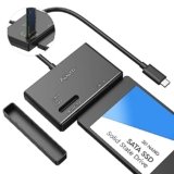 Alxum USB C a NVMe M.2 e SATA HDD/SSD Enclosure, M.2 a SATA Adapter Supporto 10Gbps Trasferimento dati, Include 12V/2A Alimentazione
