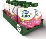 Hero Solo Bio Frutta e Cereali Frullati 100% Bio, Special Mix, Senza Zuccheri Aggiunti, Purea di Mela, Banana, Mirtillo, Lampone con Avena – 12 Confezioni da 100 gr