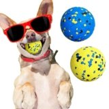 Dog Balls Tennis Balls for Dogs, Dog Toys for Aggressive Chewers, Durable Rubber Teething Chew Toys Water Floating Ball, Interactive Fetch Ball for Large Medium Small Dogs, Pets