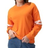 Tmeefee Womens Striped Oversized Sweatshirt Long Sleeve Lightweight Crewneck Cozy Drop Shoulder Crewneck Sweatshirt Baggy Loose Fit Trendy Casual Pullover Tops 2025 Fall Winter Orange