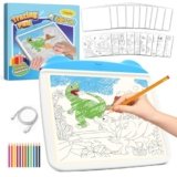 Caydo Light Up Tracing Pad 34Pcs Set, 3 Brightness Levels Eye Protection Light Box for Tracing, Drawing Writing Boards for Kids, Type-C & Battery Power Supply, Birthday Holiday Gifts for Girls Boys