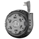 KMC 6-Outlet Surge Twist Cord Reel Retractable Power Strip Surge Protector, 1085J Surge Protection, 8ft 14/3 Retractable Extension Cord, 3-Prong Low-Profile Flat Plug, UL/ETL Certified, Gray