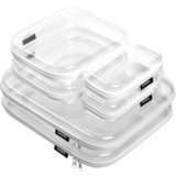 6 Pack Clear Hard Shell Zipper Case, See-Through Hard Plastic Organizer Pouches for Travel – Toiletries, Makeup, Electronics & Pencils, Crush-Resistant Storage, 3 Sizes (2 Small/2 Medium/2 Large)