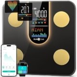 Bilancia Runstar Pesapesone, Bilancia Smart Con Display VA 8in1, Bilancia Pesapersone Digitale Alta Precisione Peso Corporeo, FC, BMI, Grasso Corporeo, 22 Dati Composizione Corporea, Sync App