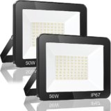 YIQIBRO Faretto LED da Esterno 50W 2 Pezzi, Faro LED Esterno IP67 Impermeabile, 5000LM 6500K Super Luminoso Bianco Freddo Luce di Sicurezza per Giardino, Garage, Cortile, Terrazza, Patio