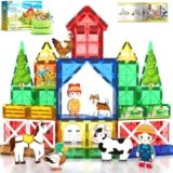 Magnetic Tiles Toys with Farm Animals for 3+ Year Old Toddler, Magnetic Blocks Building Toys for Kids Ages 3-5 5-7 Girls Boys, Classroom Must Haves