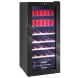 HOMCOM Cantinetta Vino Refrigerata 20 Bottiglie 92L Cantina Vino Silenziosa Temperatura Regolabile 5-18℃ Frigo Vino Bar con Vetro Anti UV, Ripiani, Compressore, Display Touch, Luci LED, Classe G
