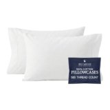 Beckham Hotel Collection 100% Cotton Pillow Cases King Size Set of 2, 500TC, Luxury Sateen Pillowcases, Open End, Breathable, Moisture-Wicking, White